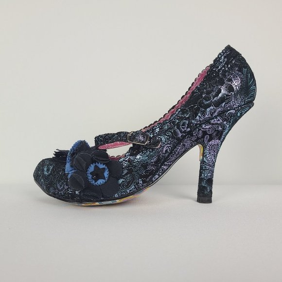 Irregular Choice Shoes - Irregular Choice Blue Velvet Mary Jane Size 10